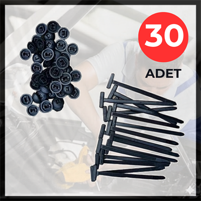 Plastik Kablo Bağı Klipsi 30 Adet Set Vidalı Yerine Geçen Universal Oto Klips Bağlantı Elemanı 9 cm