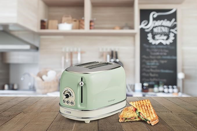 Ariete Vintage Ekmek Kızartma Makinesi - 2 Dilim, Yeşil - Kutu Hasarlı