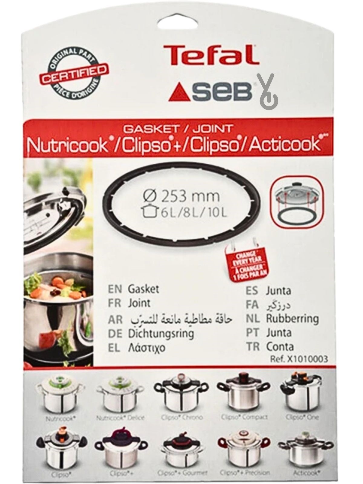 Tefal Nutricook Acticook Clipso Düdüklü Tencere 6-8-10 lt Lastik X1010003