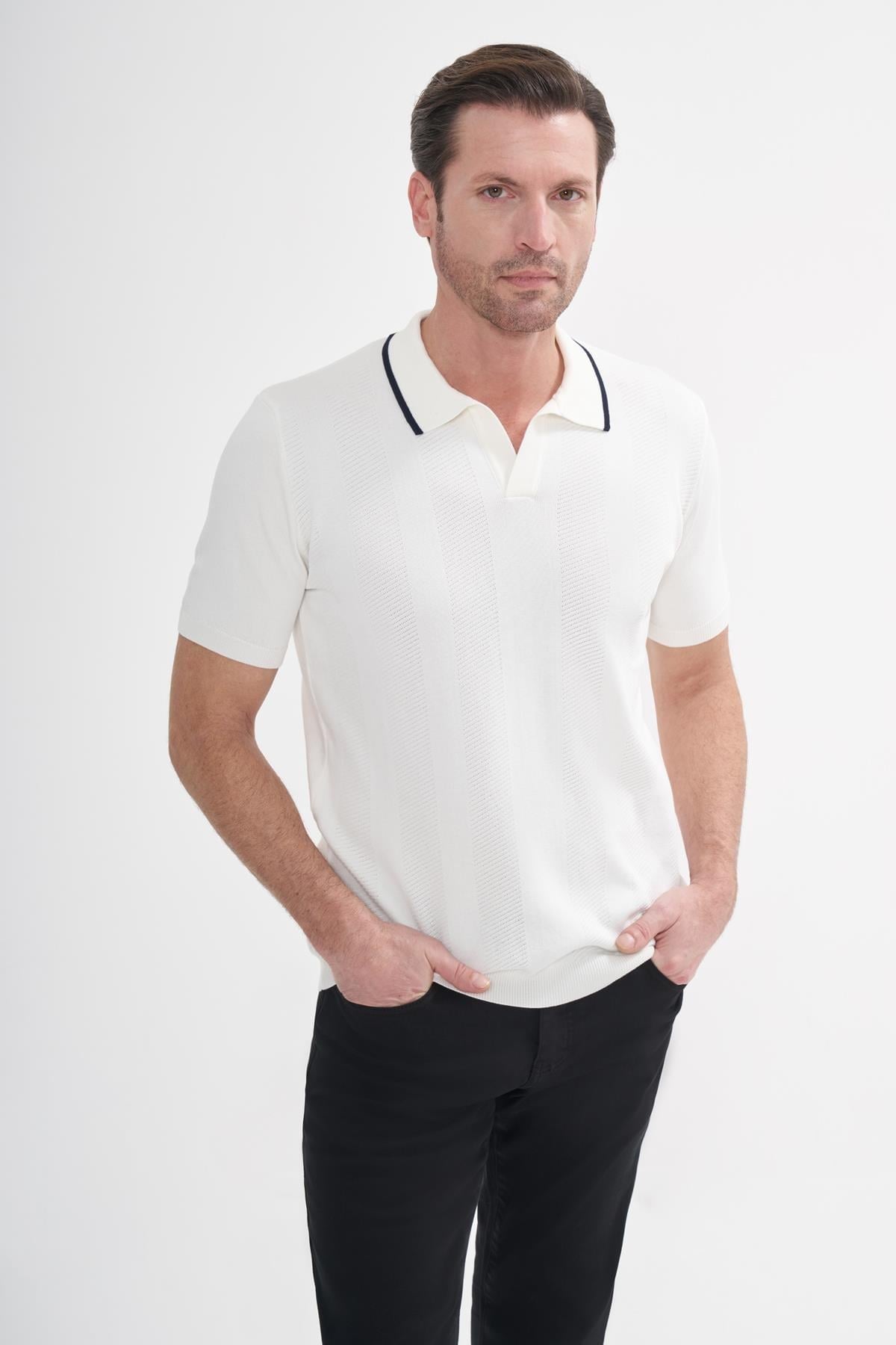 İntersivin  Polo Yaka Kemik Rengi Tshirt - SY-09