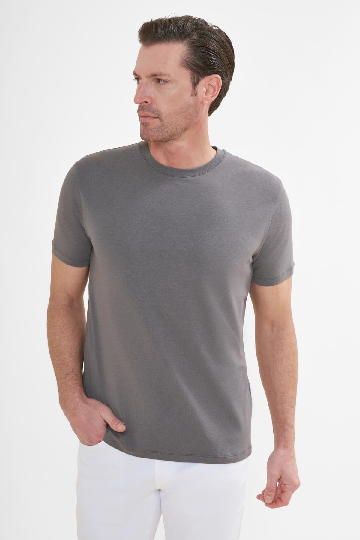 İntersivin Bisiklet Yaka Antrasit Tshirt - T13