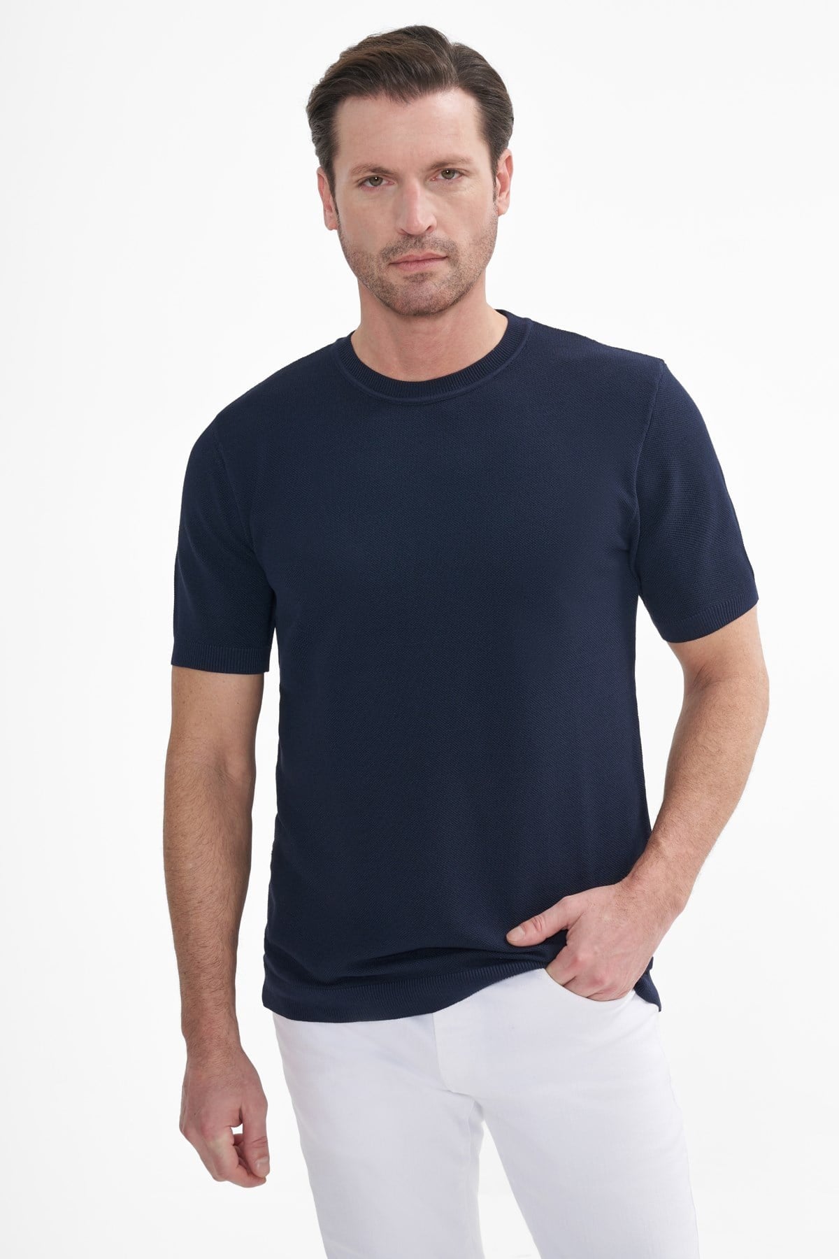 İntersivin Bisiklet Yaka Lacivert Tshirt - SY-10