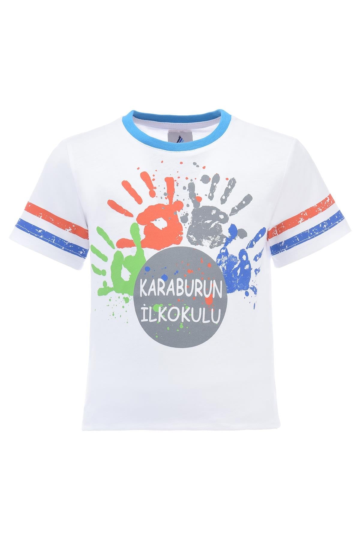 Karaburun İlkokulu Bisiklet Yaka Beyaz Okul Tişörtü (Kız-Erkek )