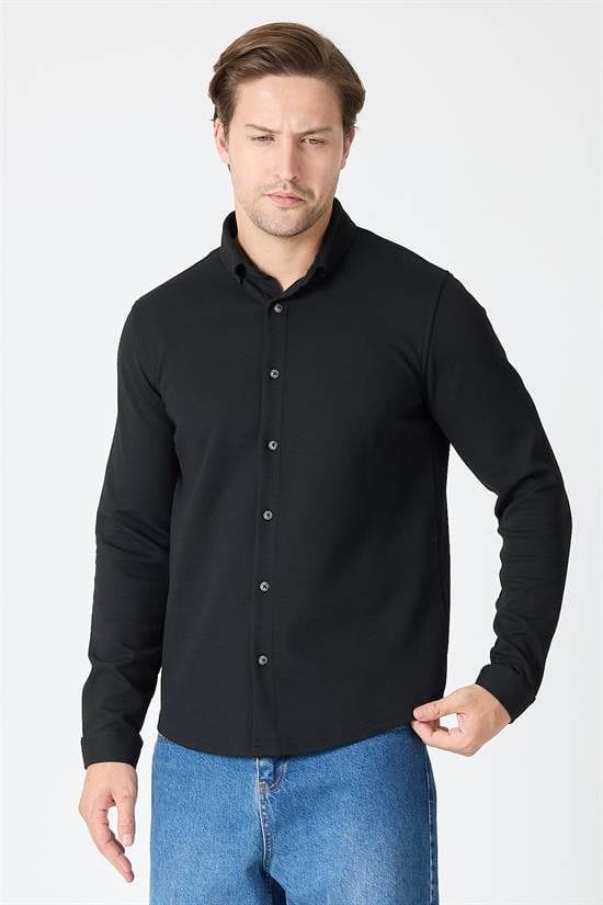Slim Fit Basic Likralı Gömlek
