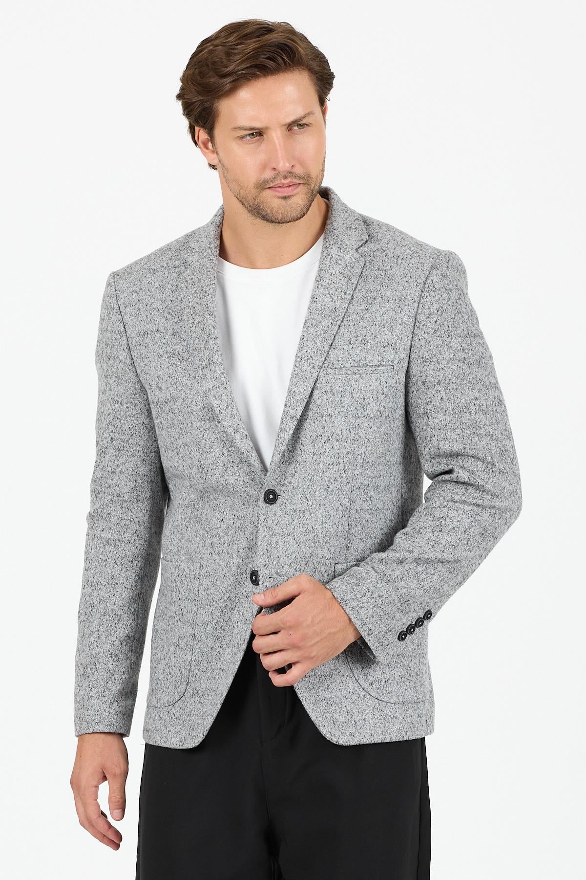 CK2017-16  Yünlü Blazer  Ceket- Gri
