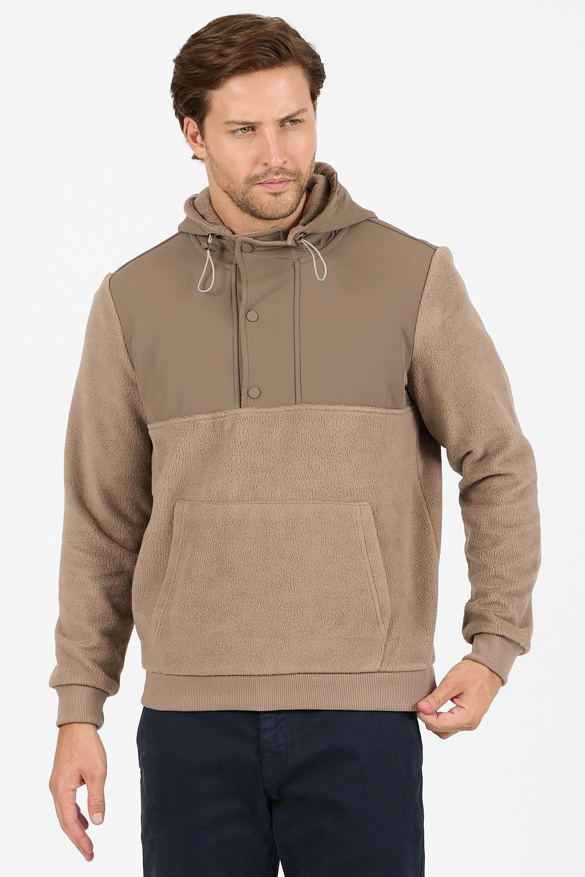 PSK-03 Cepli Cıt Cıtlı Sweatshirt- Vizon