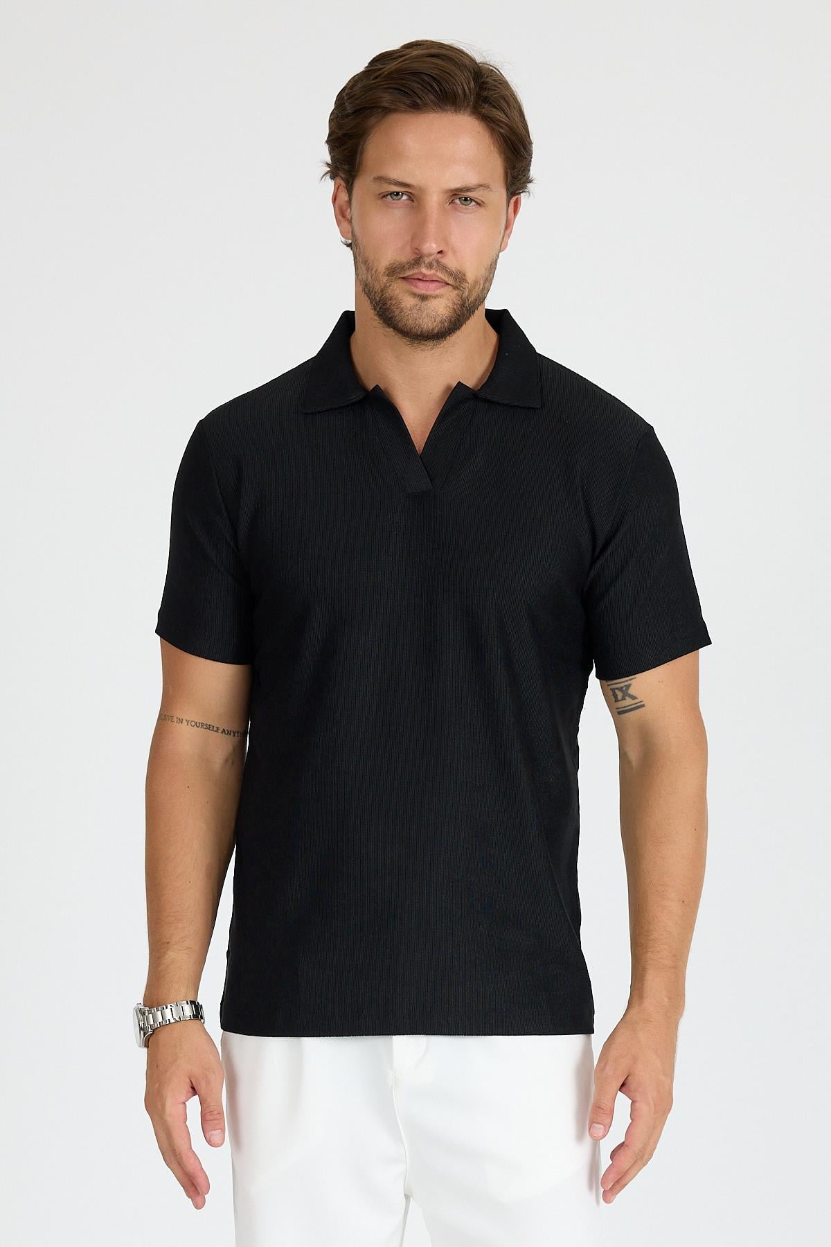 SVŞ-01  Polo Yaka T-Shirt - Siyah
