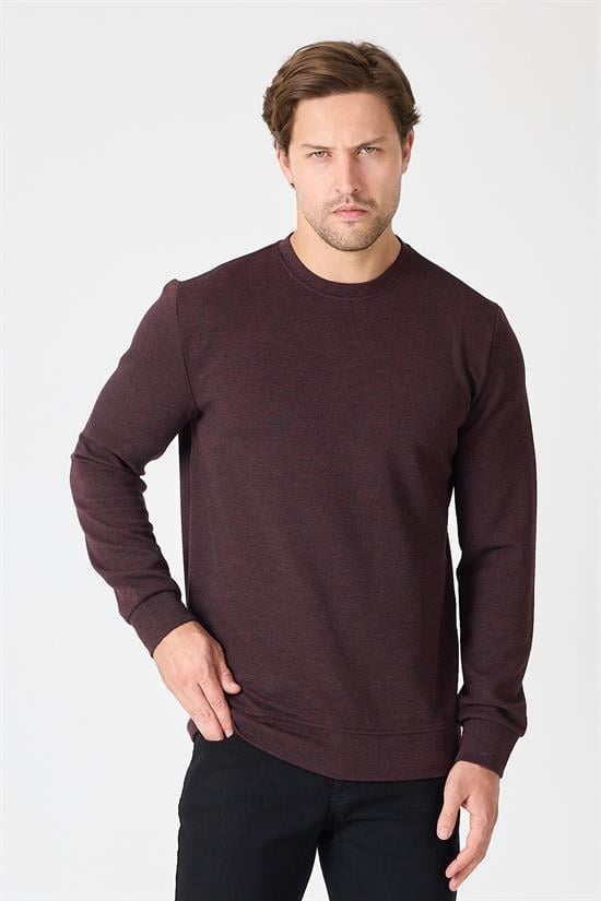 Bisiklet Yaka Dokulu Sweatshirt