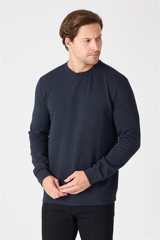 Bisiklet Yaka Dokulu Sweatshirt