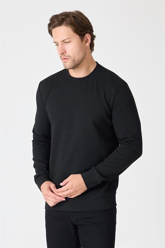 Bisiklet Yaka Dokulu Sweatshirt