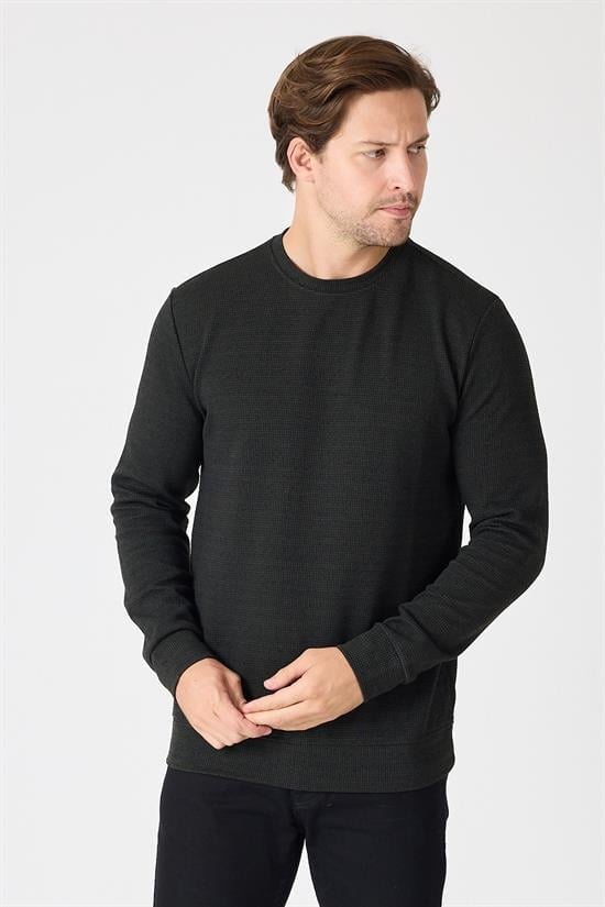Bisiklet Yaka Dokulu Sweatshirt
