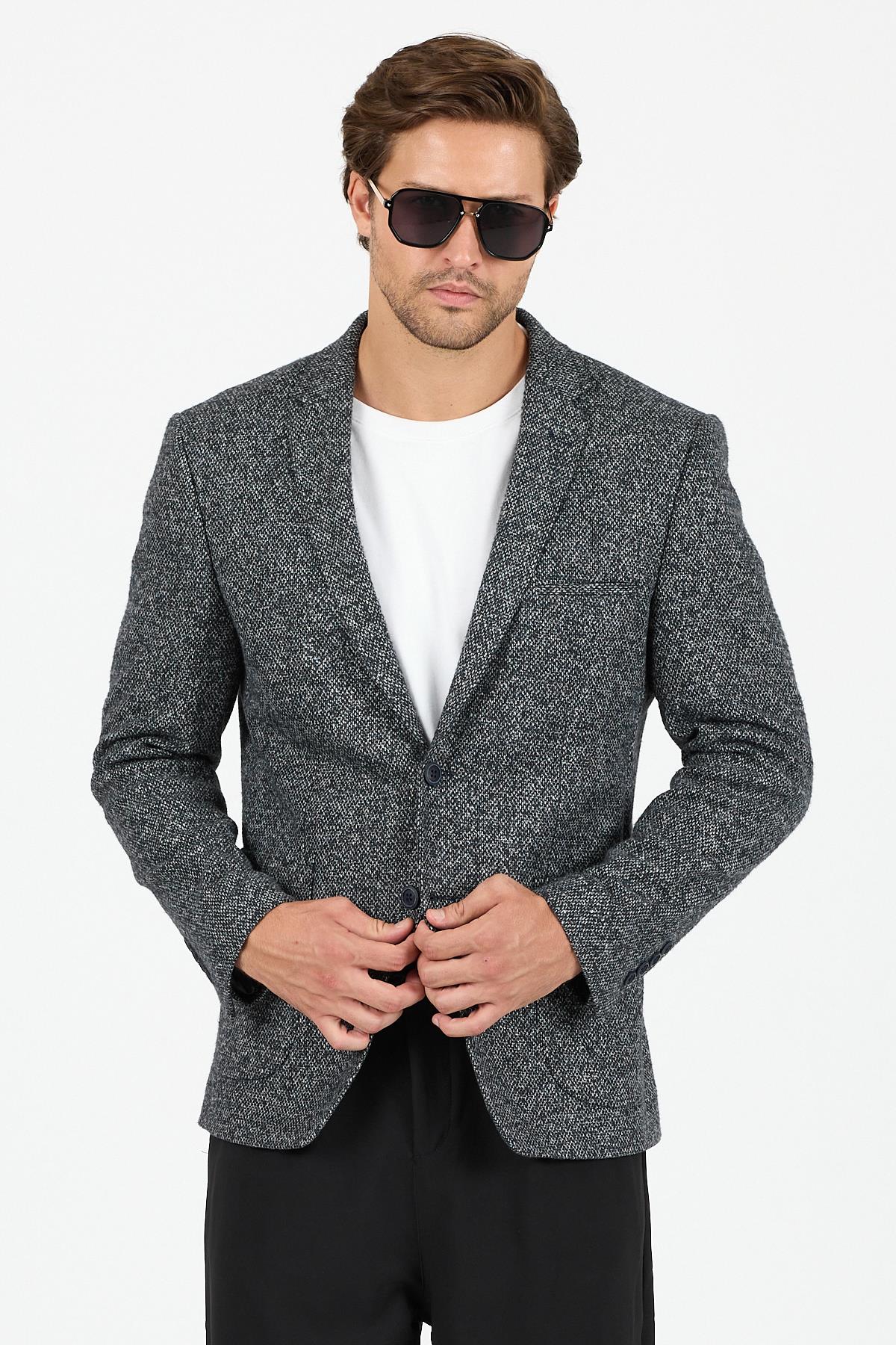 CK2017-16  Yünlü Blazer  Ceket- Lacivert
