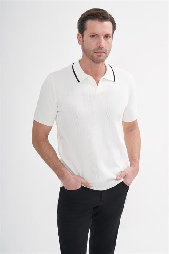 İntersivin  Polo Yaka Kemik Rengi Tshirt - SY-09