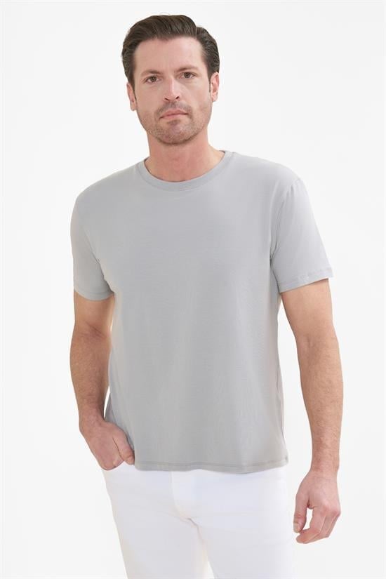 İntersivin Bisiklet Yaka Gri Tshirt - T13