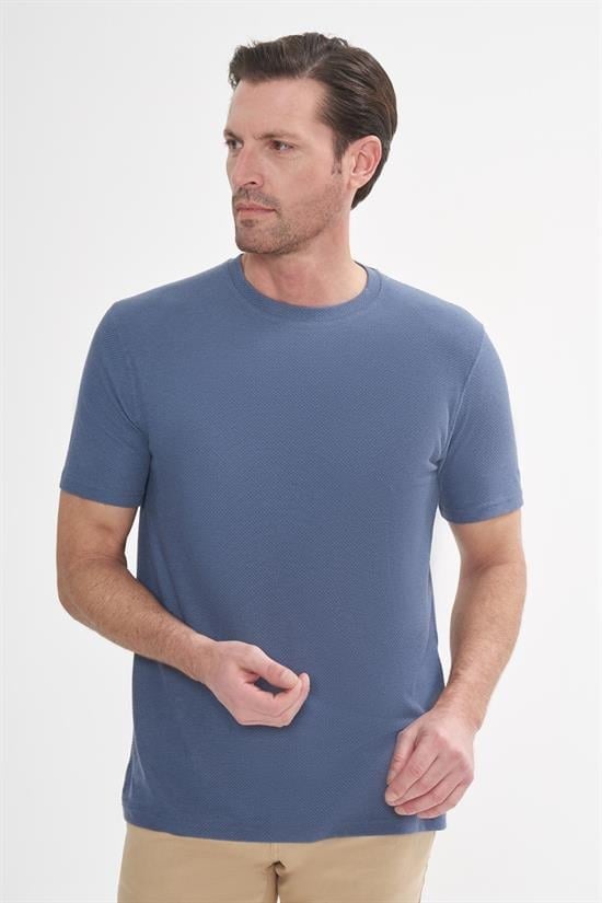 İntersivin Bisiklet Yaka İndigo Tshirt - BRŞ-04