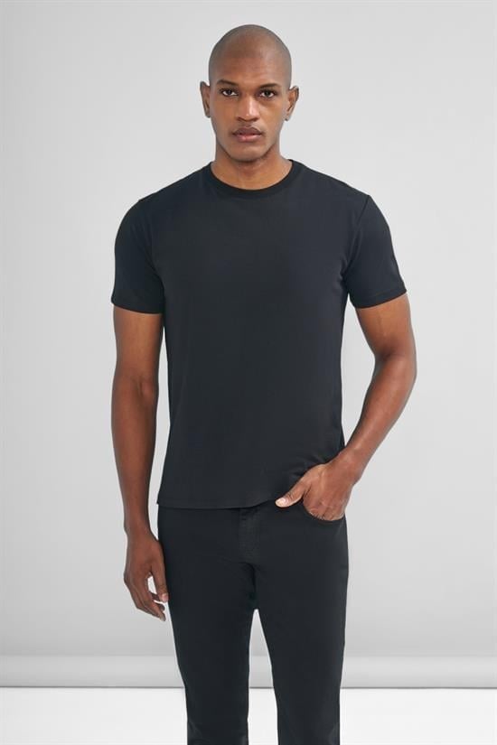 İntersivin Bisiklet Yaka Siyah Tshirt - T13