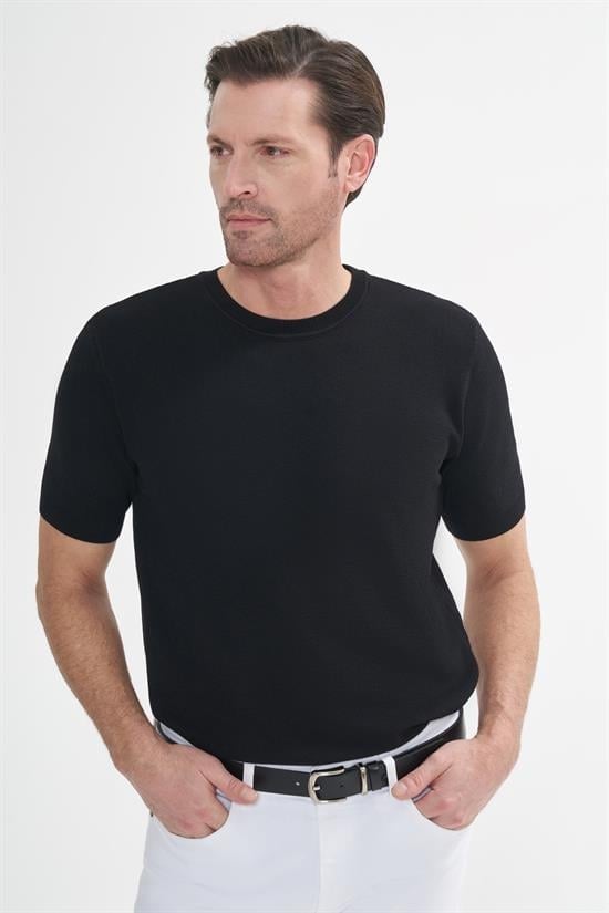 İntersivin Bisiklet Yaka Siyah Tshirt - SY-10
