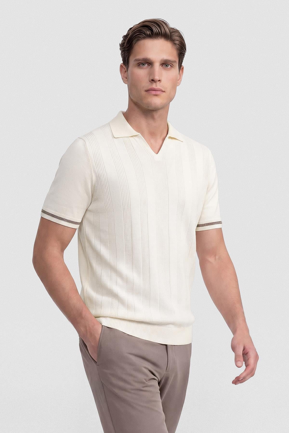 İntersivin Ekru Polo Yaka T-shirt - CY-1913