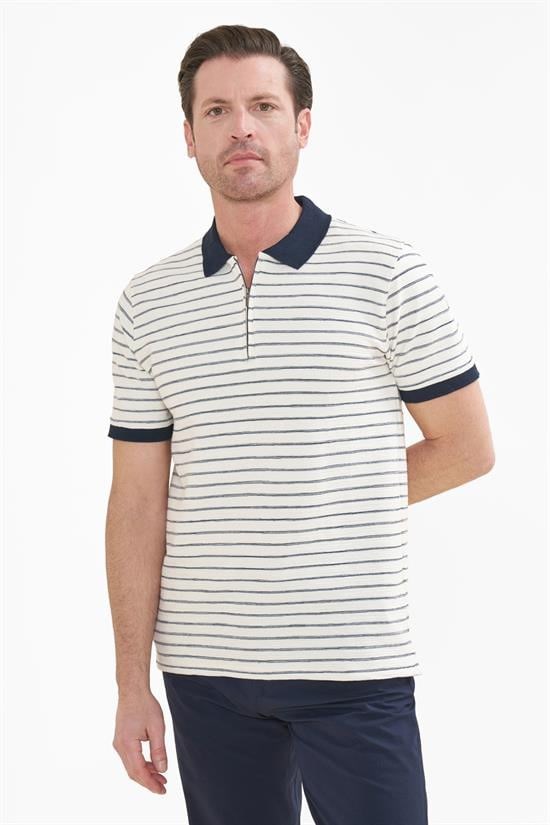 İntersivin Fermuarlı  Polo Yaka Lacivert Tshirt - SD-12