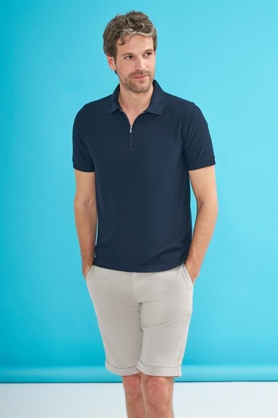 İntersivin Fermuarlı Polo Yaka Lacivert Tshirt - SD-03