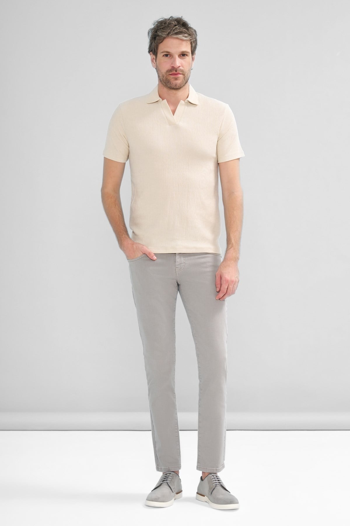 İntersivin Polo Yaka Krem Tshirt - SVŞ-01