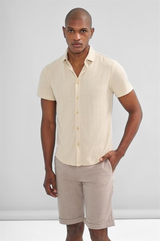 İntersivin Slim Fit Kısa Kollu Toprak Gömlek -  HLN-06