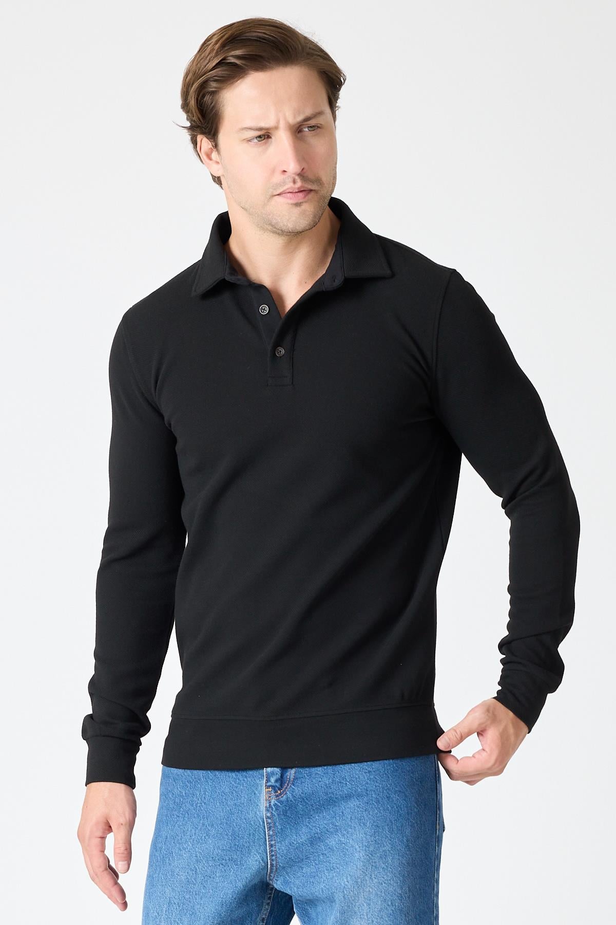 PECR-01 Polo Yaka Sweat- Siyah