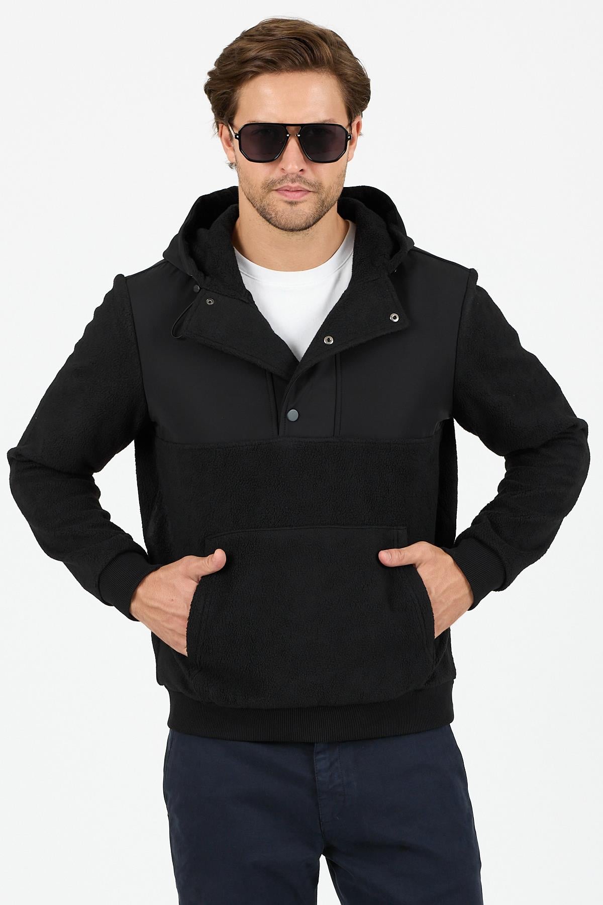 PSK-03 Cepli Cıt Cıtlı Sweatshirt- Siyah
