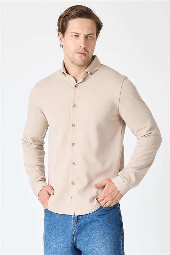Slim Fit Basic Likralı Gömlek