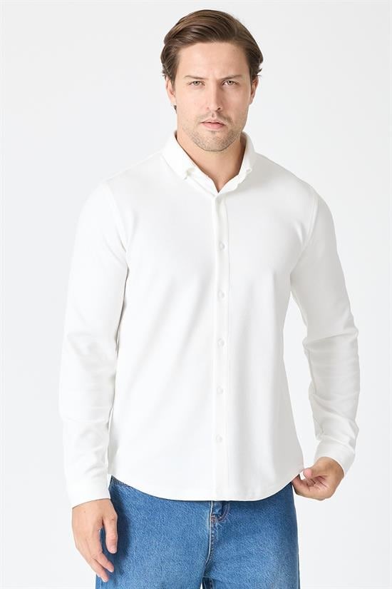 Slim Fit Basic Likralı Gömlek