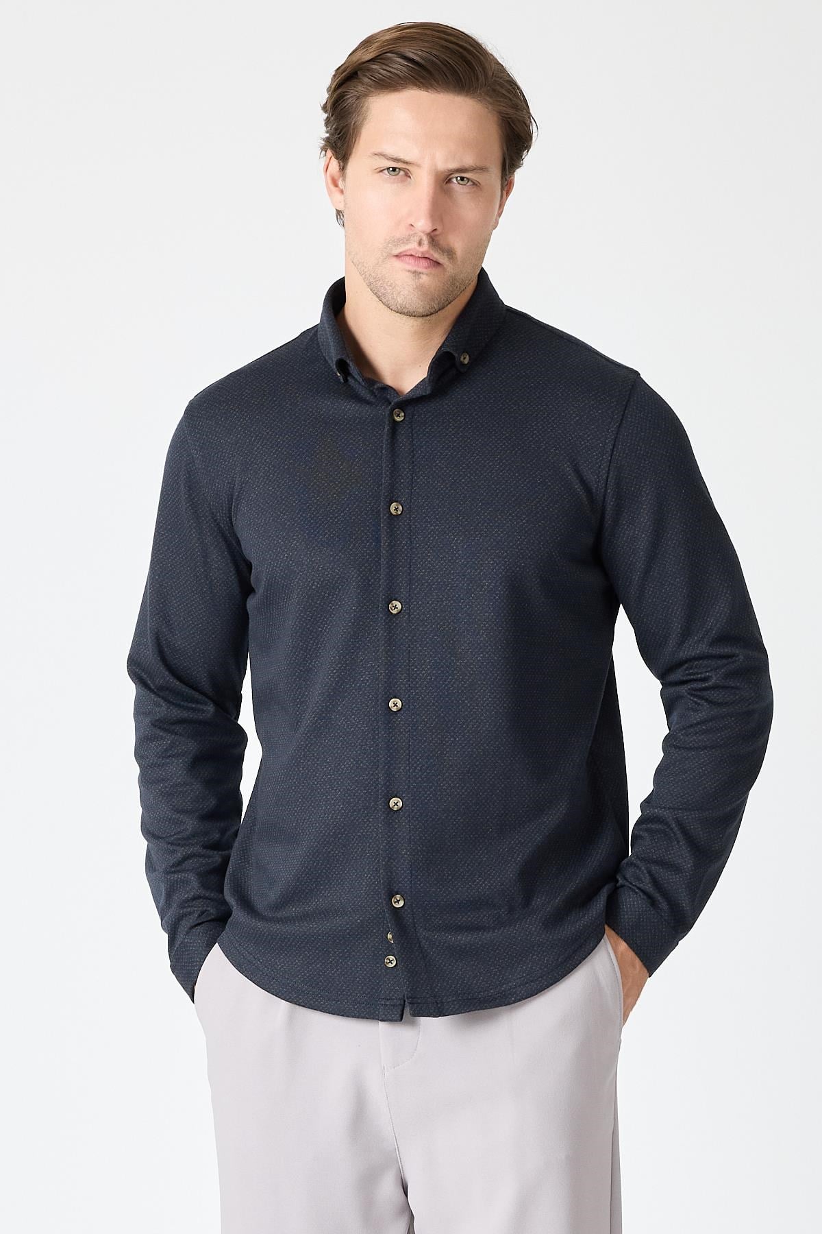 Slim Fit Likralı Gömlek