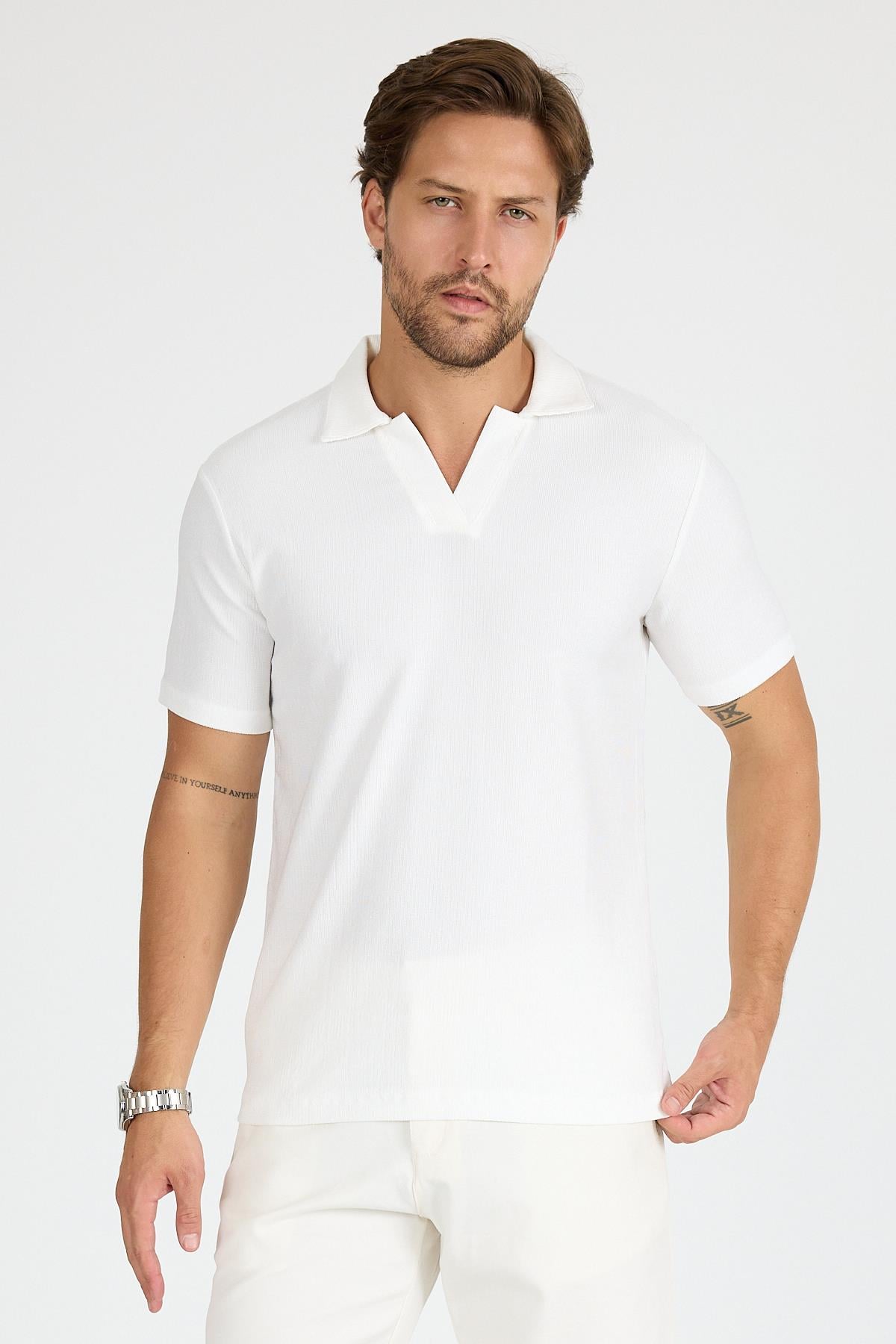 SVŞ-01 Polo Yaka T-Shirt - Beyaz