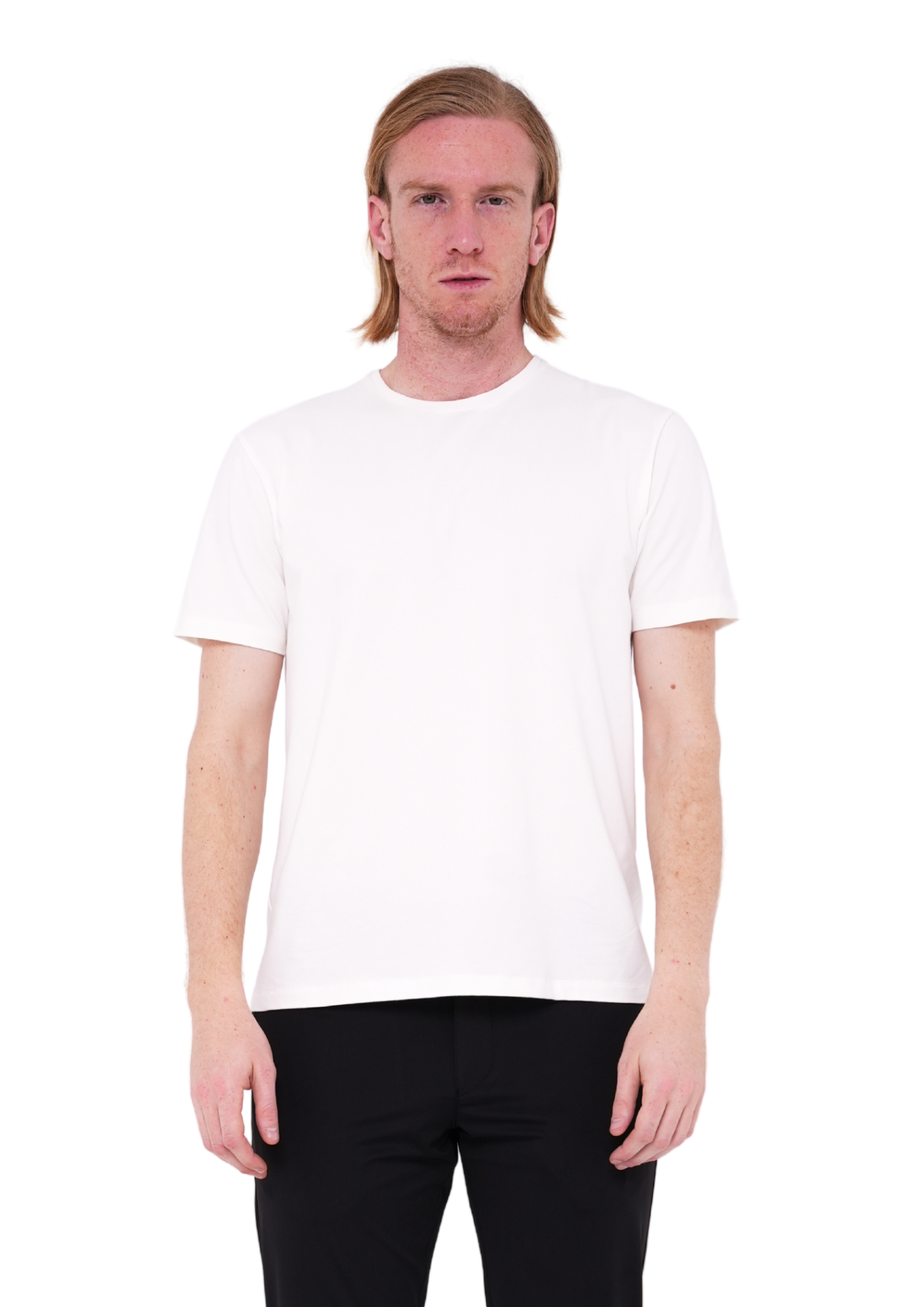 T-05 Bisiklet Yaka T-Shirt -Beyaz