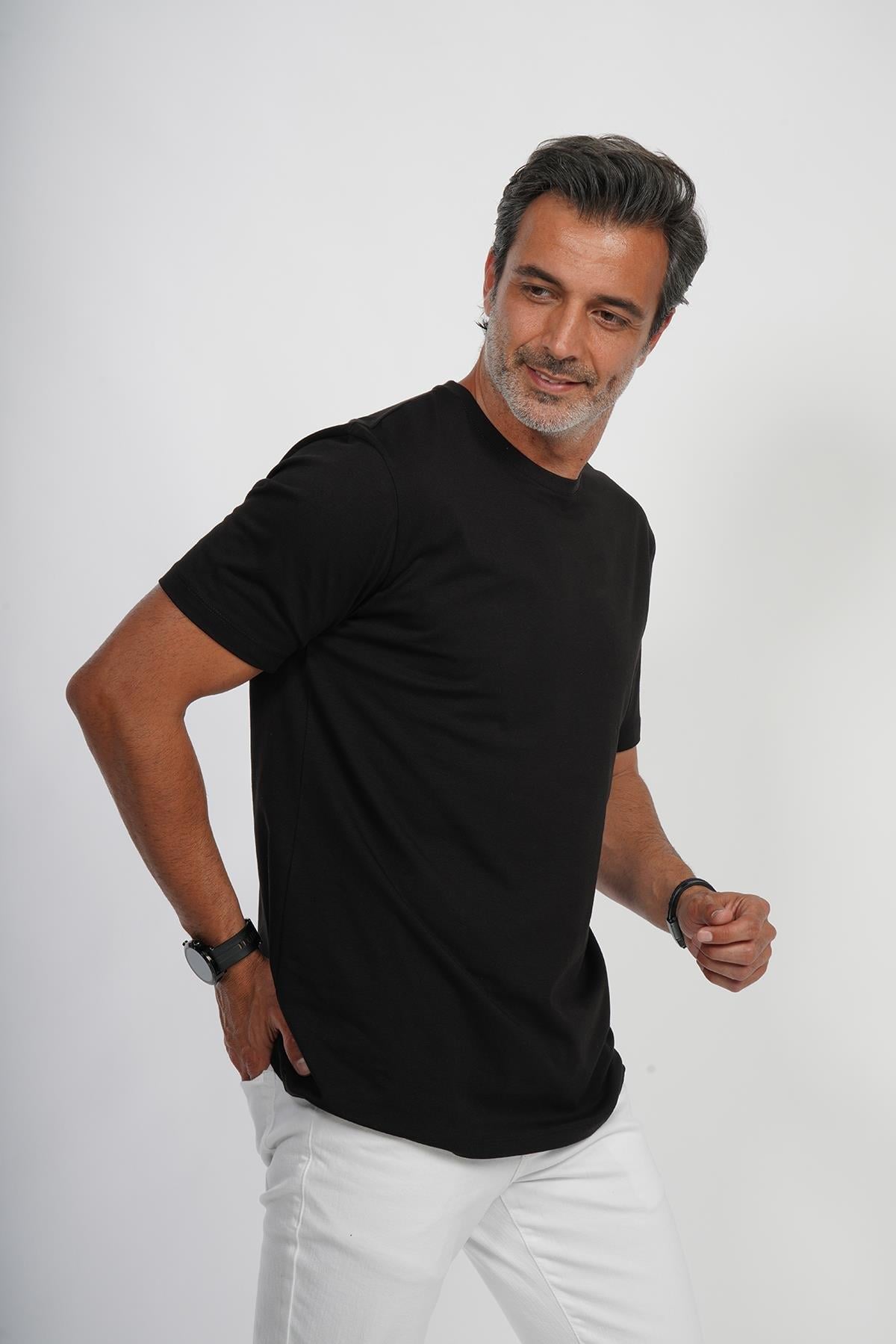 T-05 Bisiklet Yaka T-Shirt -Siyah