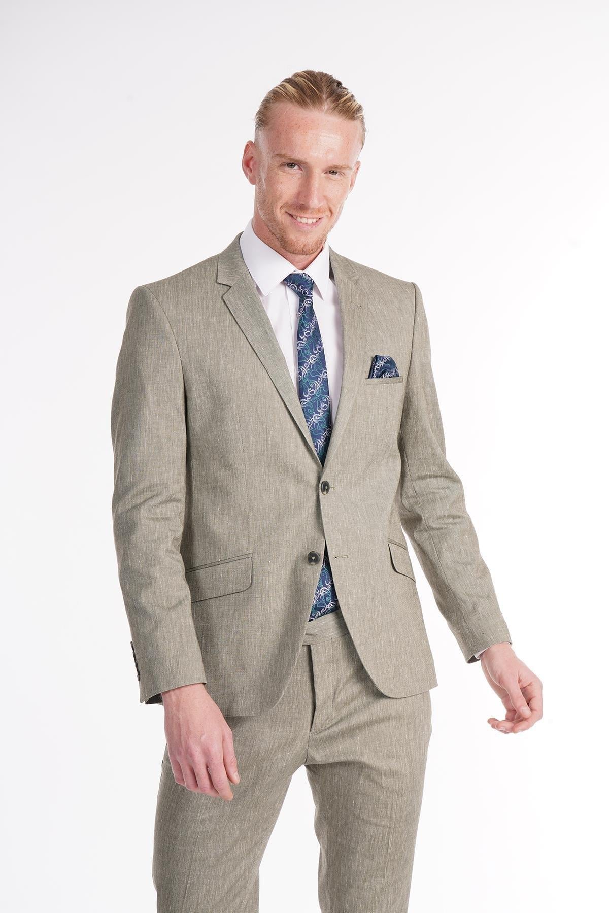 T2017-02 İntersivin Slim Fit Likralı  Takım Elbise- Yeşil