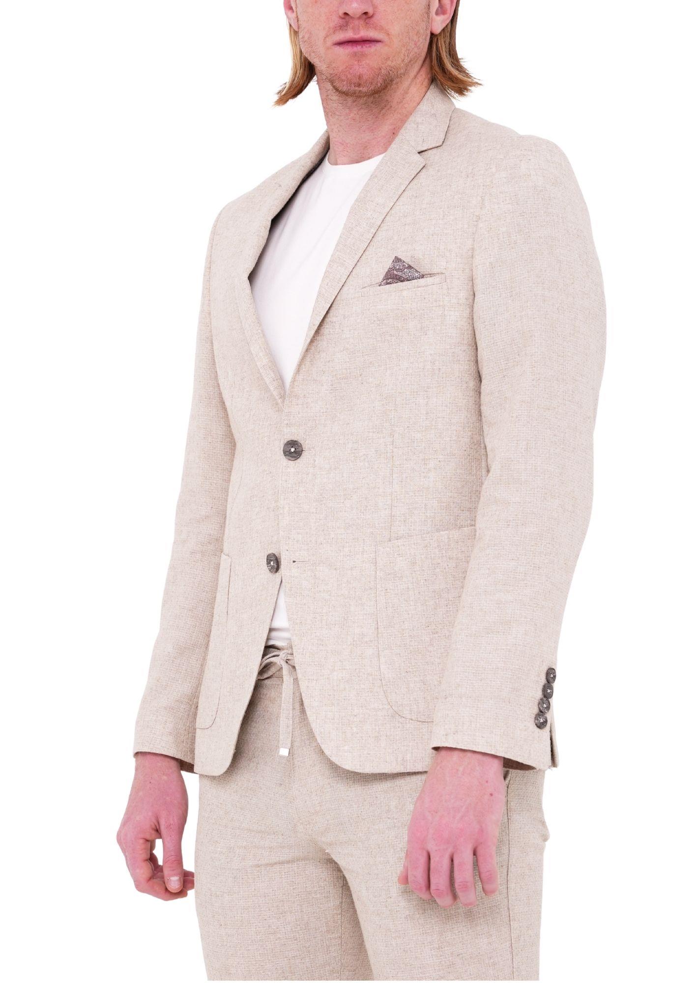 T2017-10 Blazer  Keten Ceket - Bej