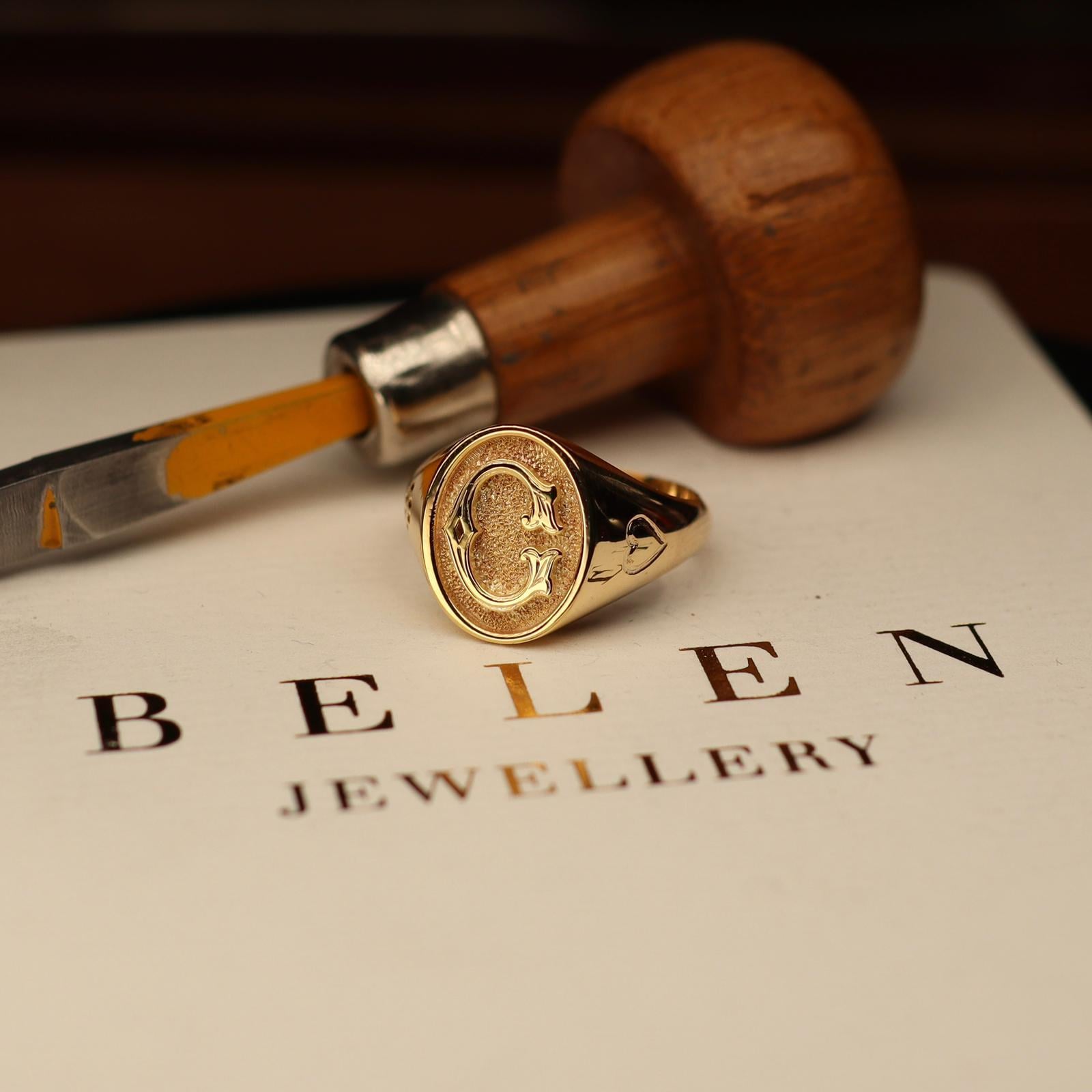 14 Ayar Altın Belen Signet Yüzük N.40