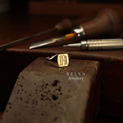 14 Ayar Altın Belen Signet Yüzük 41