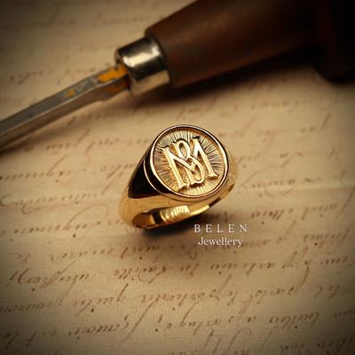 14 Ayar Altın Belen Signet Yüzük N.32