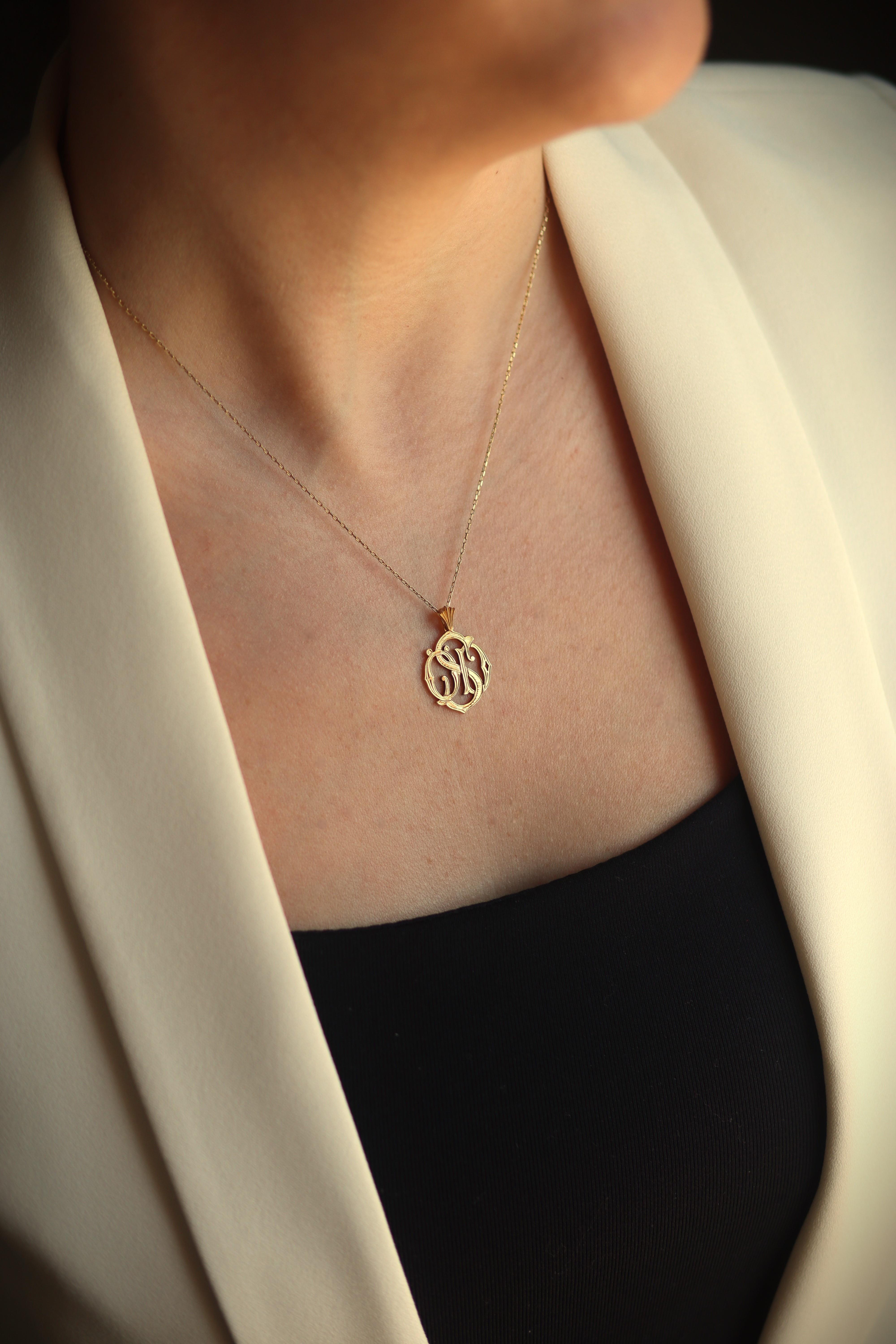 14 Ayar Altın Mini Monogram Kolye (3 Harf)