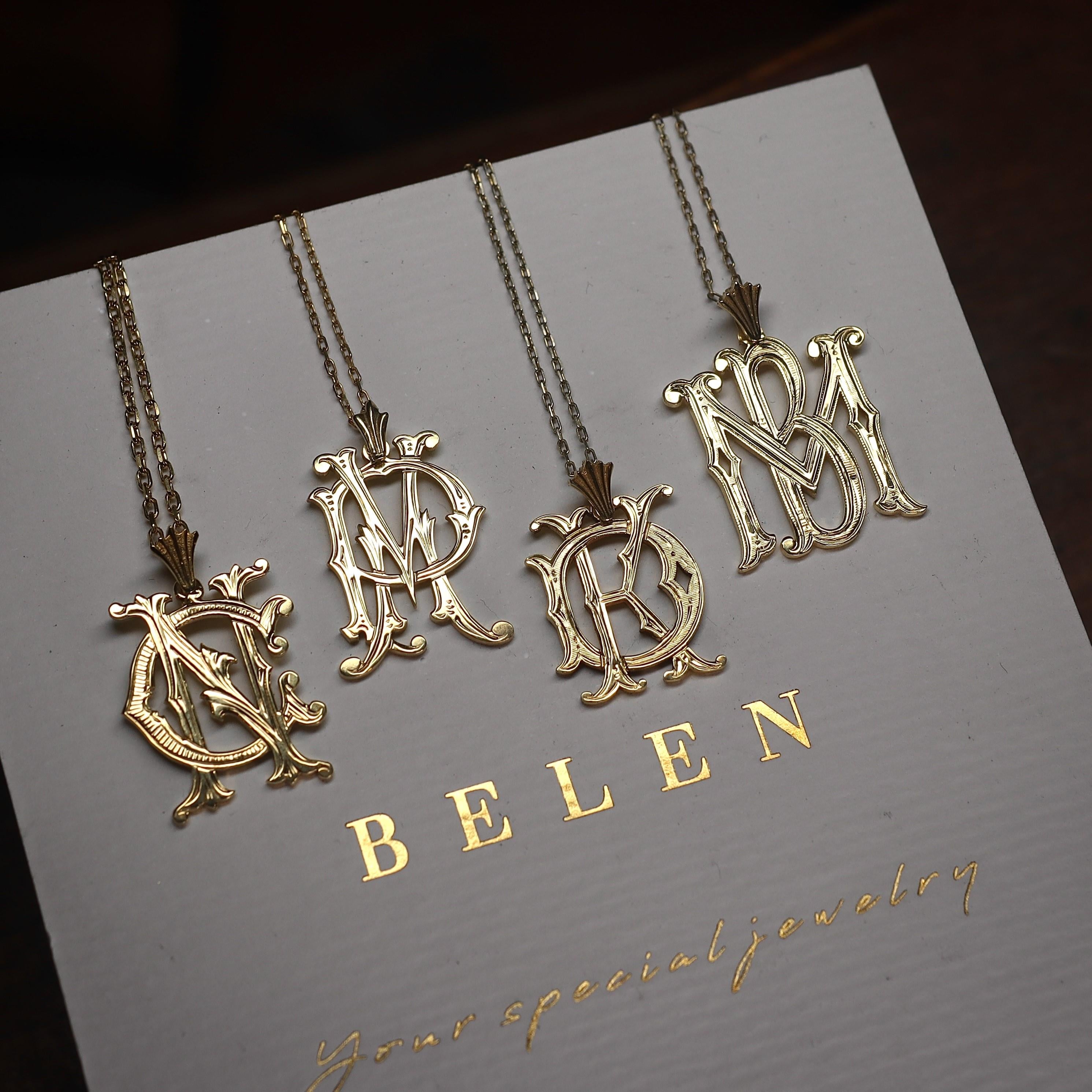 Gümüş Mini Monogram Kolye (Altın Kaplama / 2 Harf)