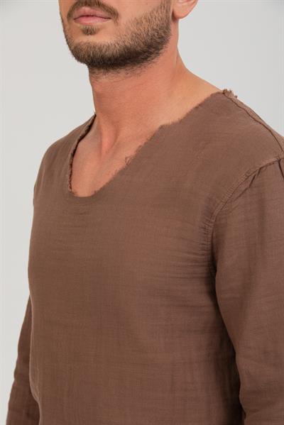 Erkek %100 Pamuk Rahat Kesim Uzun Kollu T-shirt - Şık ve Modern Tasarım