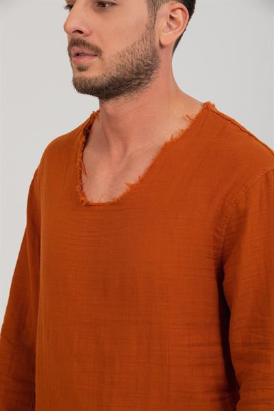 Erkek %100 Pamuk Rahat Kesim Uzun Kollu T-shirt - Şık ve Modern Tasarım