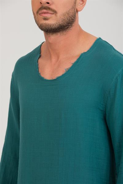 Erkek %100 Pamuk Rahat Kesim Uzun Kollu T-shirt - Şık ve Modern Tasarım