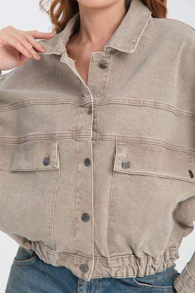 Gömlek Yaka, Kapak Cepli, %100 Pamuk Kot Ceket