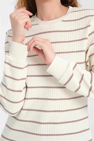 Kadın Çizgili Sweatshirt - Rahat ve Şık Tasarım