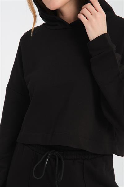 Kapüşonlu Sweatshirt + İp Bağlamalı İspanyol Paça Eşofman (2 Parça)