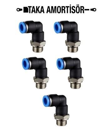 5 ADET--1/4-8 MM DÖNER DİRSEK HAVA (PNÖMATİK)----1/4 inç diş çapı ile 8 mm'lik 