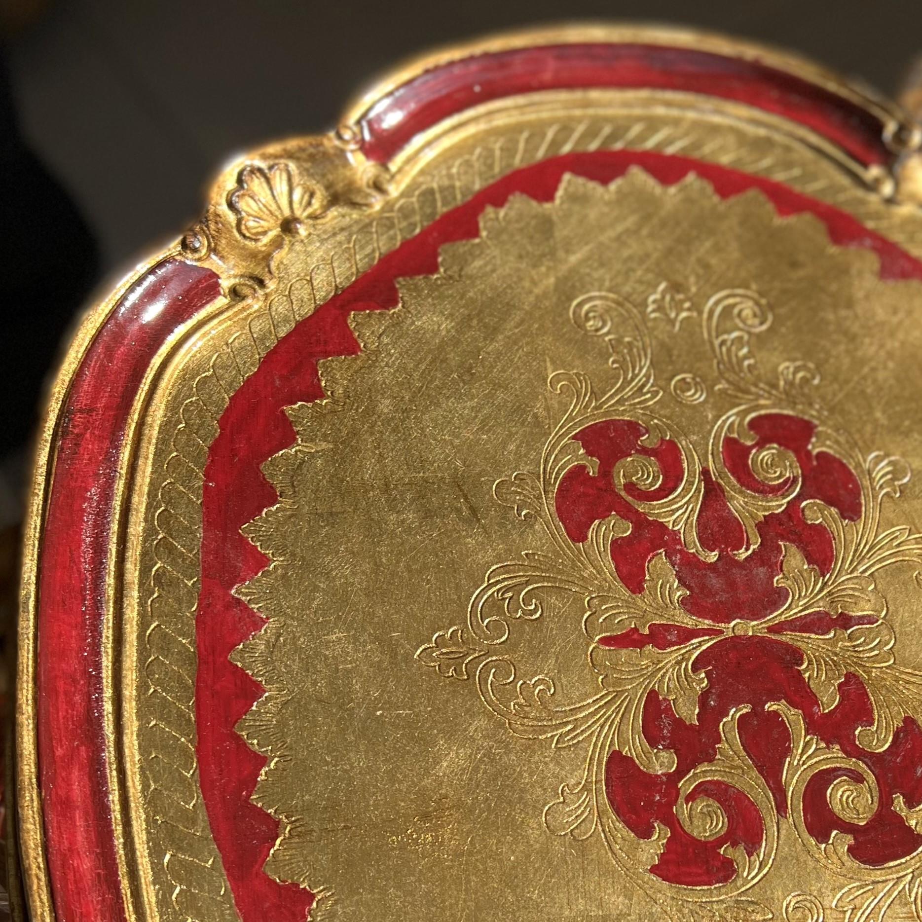 Pescarissi Art Deco Gold Detaylı Renkli Gül Ağacı İthal Tepsi 8-12 Kişilik