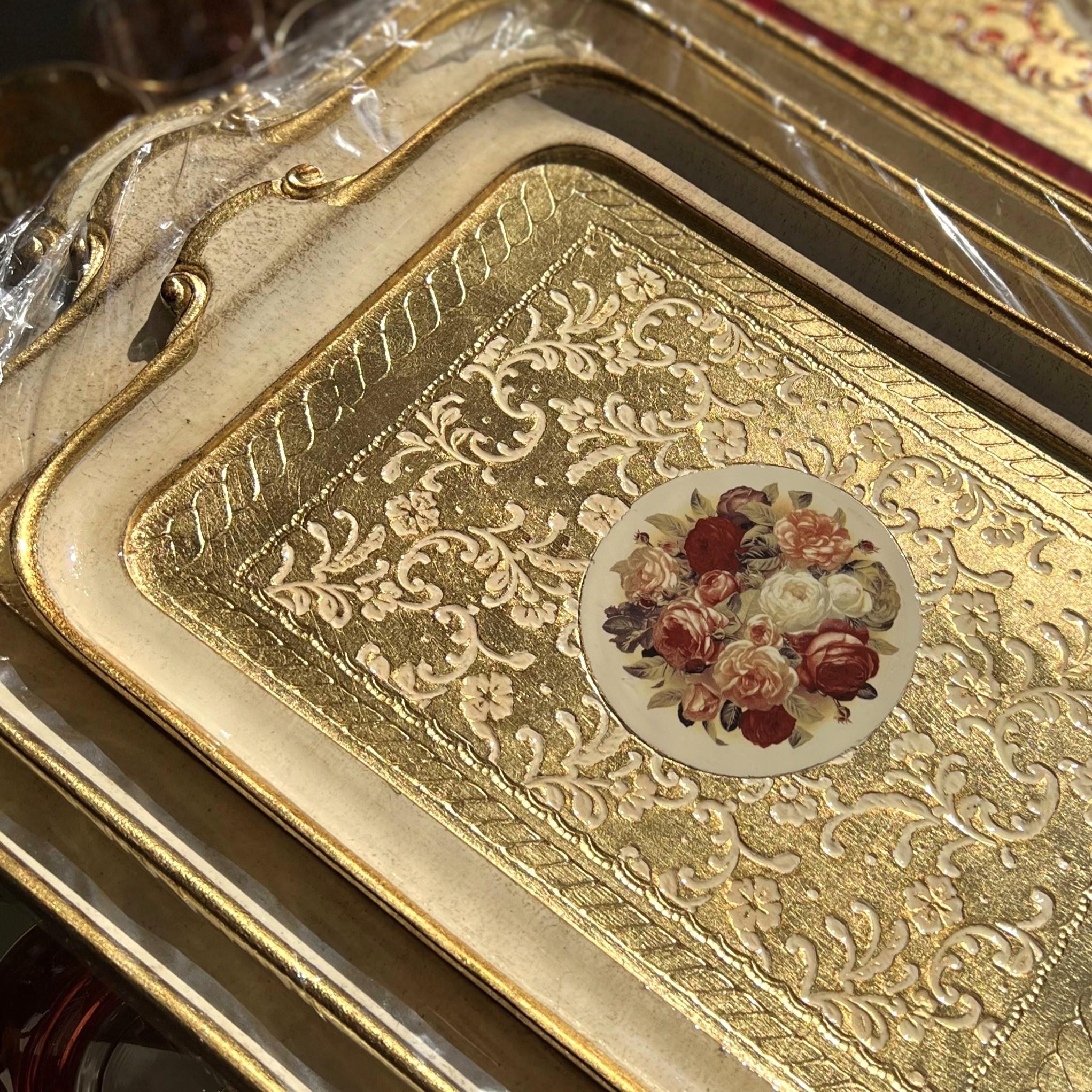 L & M Florence Art Gül Ağacı Desenli İthal Renkli 8-12 Kişilik Tepsi 